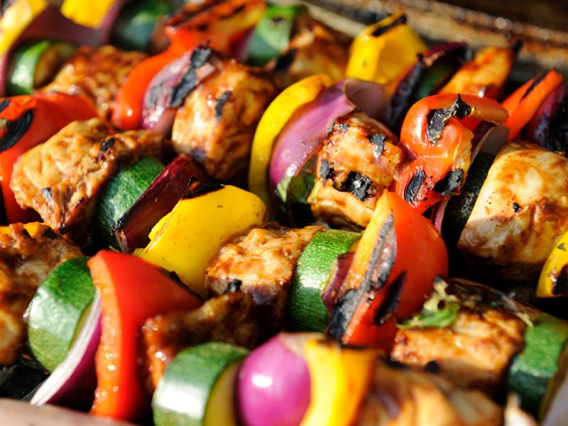 chicken and vegetable kebabs