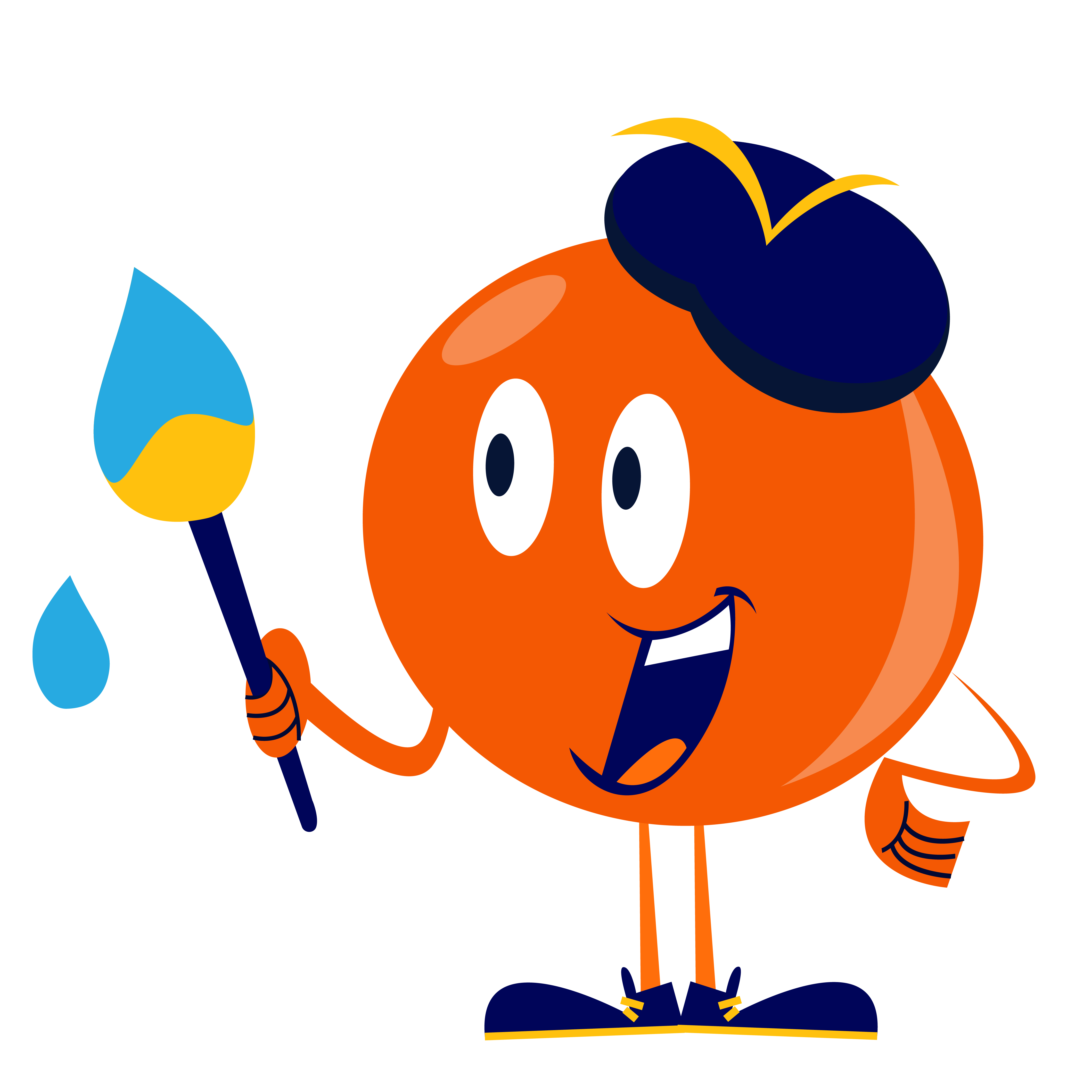 basketball mascot holding an artist's paintbrush