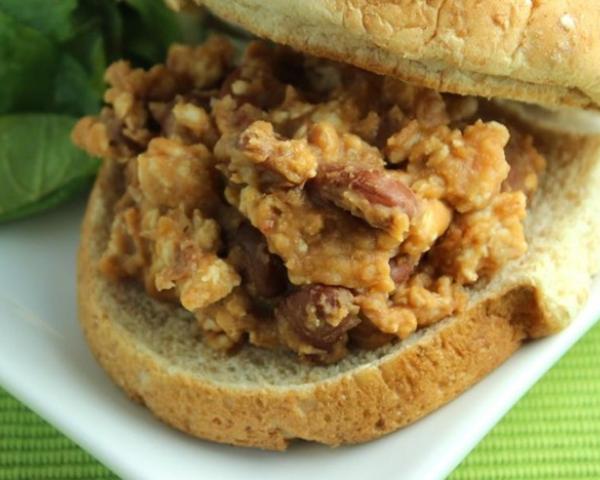 prepared turkey bean joes on a whole wheat bun
