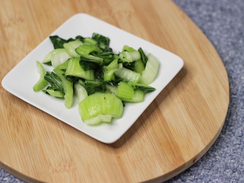 Plate of garlic bok choy.