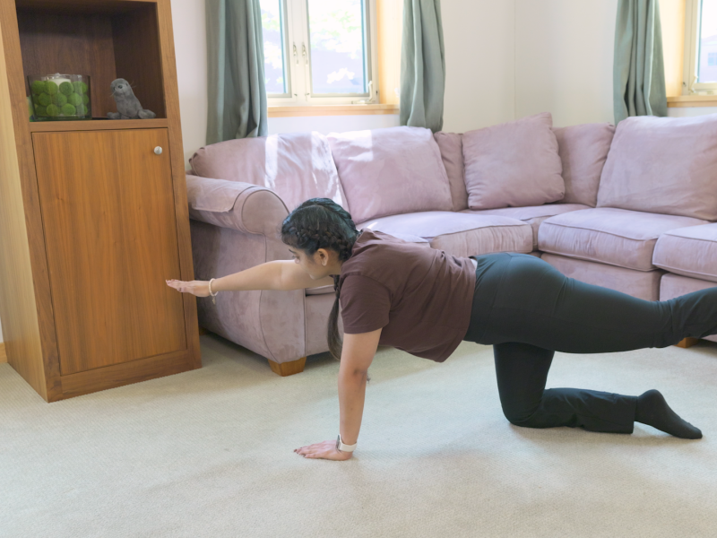 woman doing bird dog pose