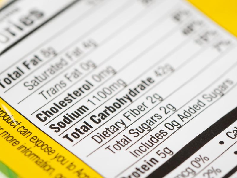 nutrition facts label on a package of food