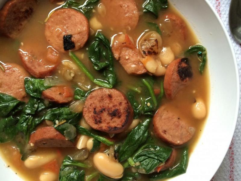 Slow-Cooker White Bean, Spinach & Sausage Stew