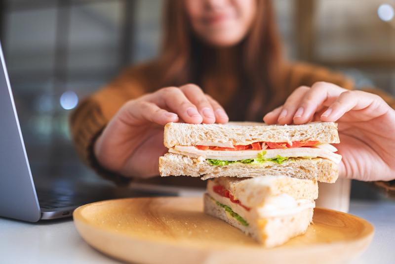 hands holding a sandwich