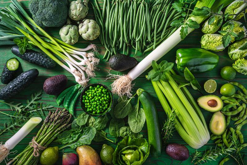 all different kinds of green vegetables