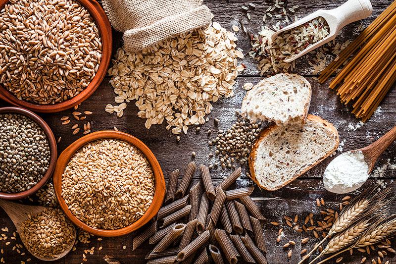 table with variety of grain products