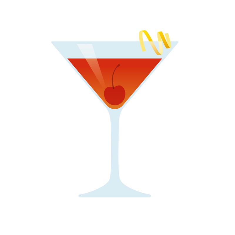 cocktail in martini glass with a cherry